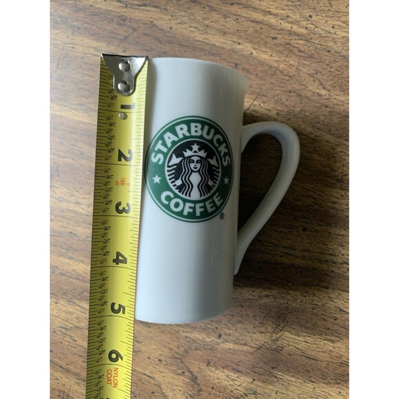 Starbucks Mug Cup 2006 Siren Mermaid Logo 12 oz Tall White Green Excellent - Picture 3 of 4